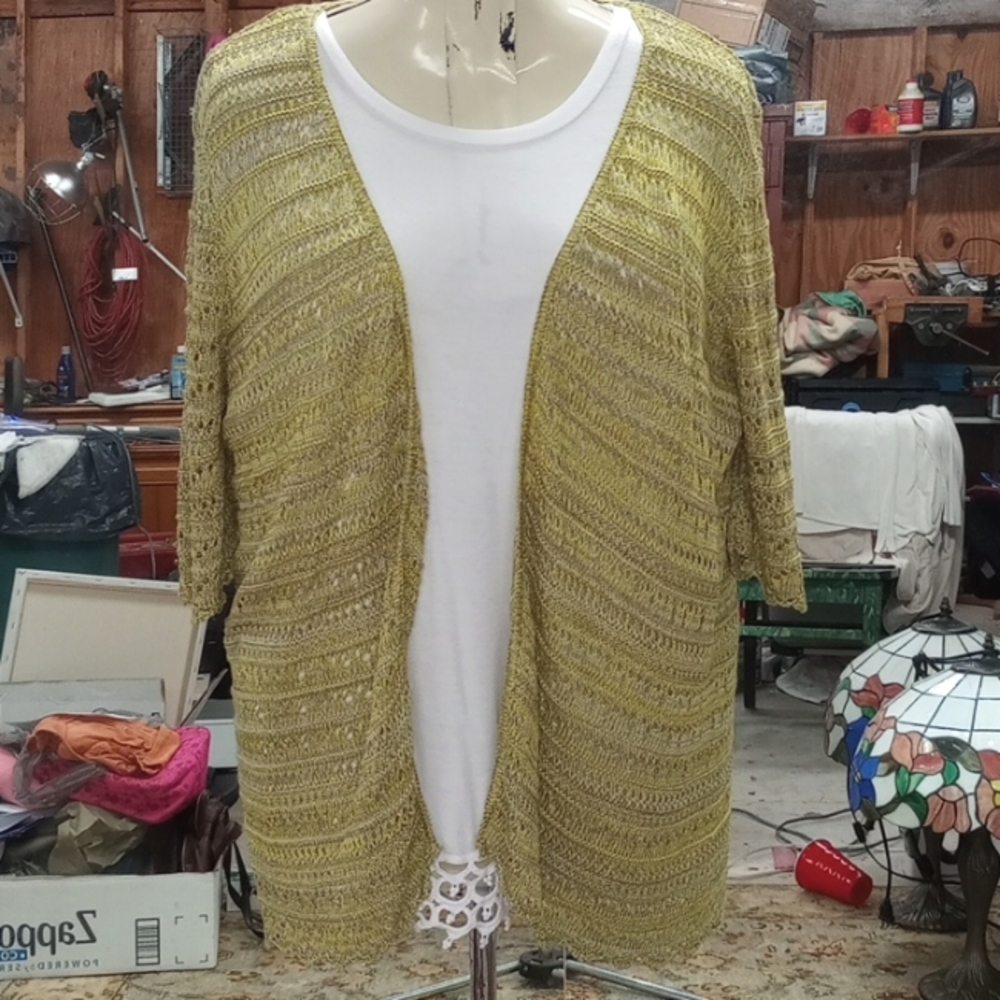 Christopher & Banks Gorgeous Sweater Throw, 1X, NWT, LIGHT GREEN, GRAY